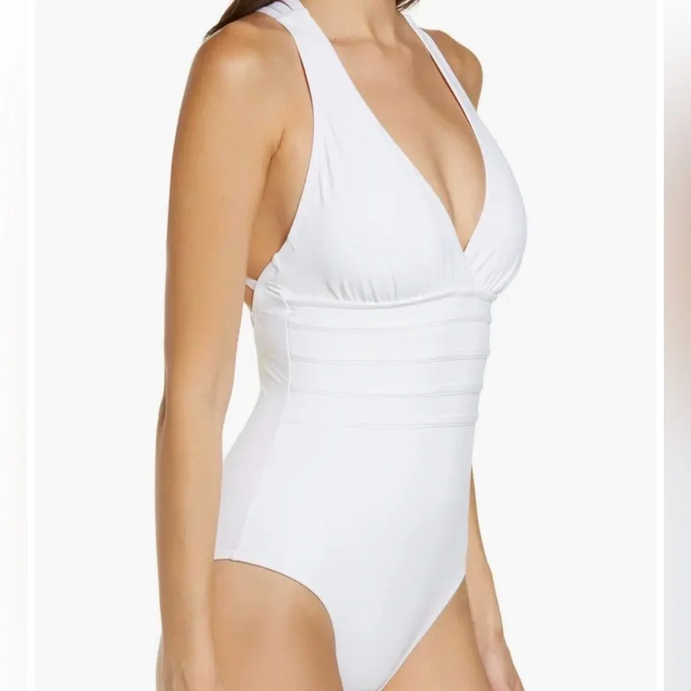 La Blanca - NWT women’s cross Back‎  one piece swimsuit V-neck  Island Goddess 4